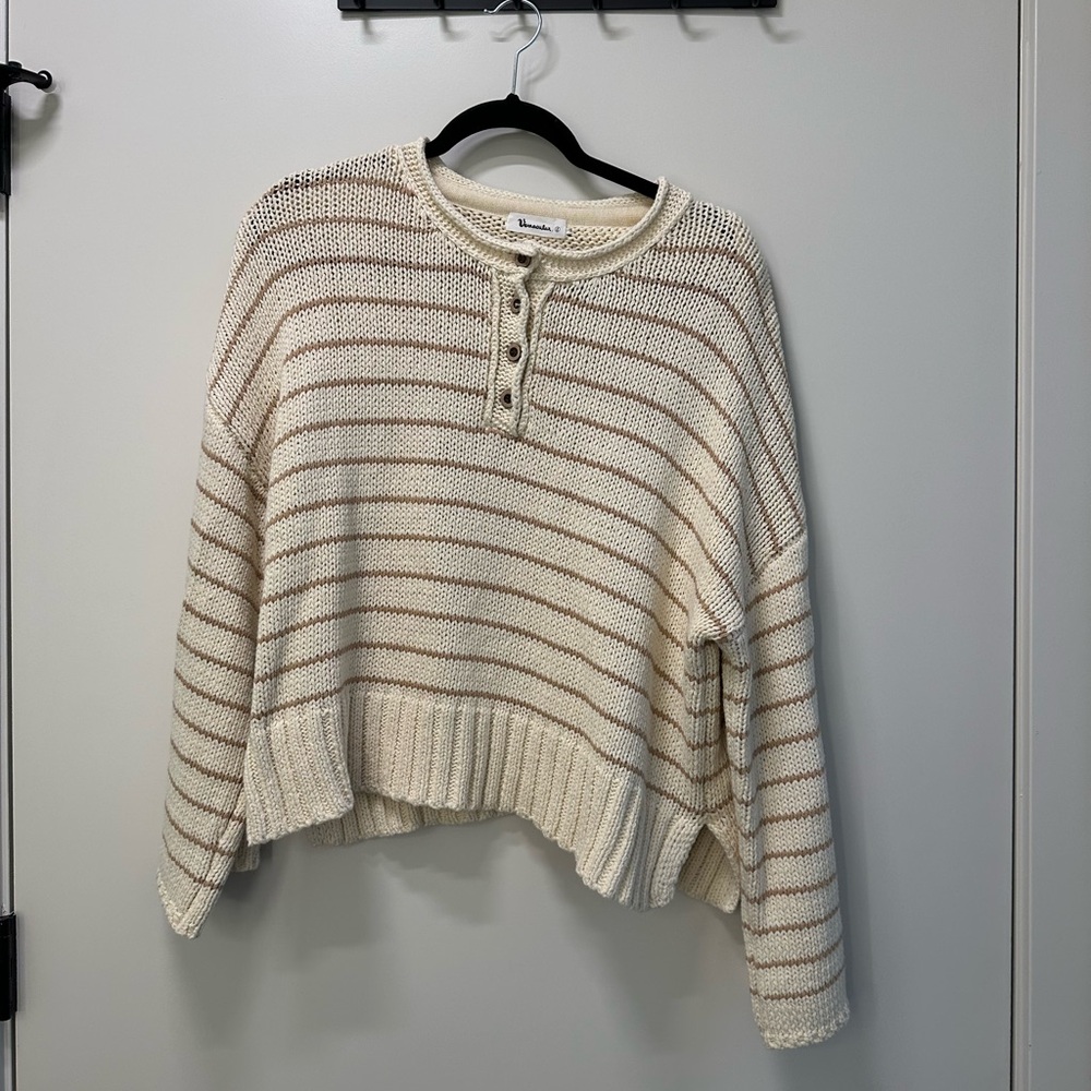 Striped Cream and Brown Sweater